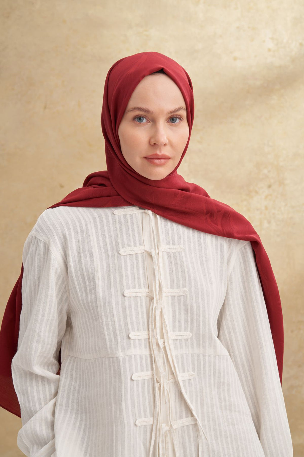 ARMANDA BAMBU BAROQ DESEN ŞAL - BORDO