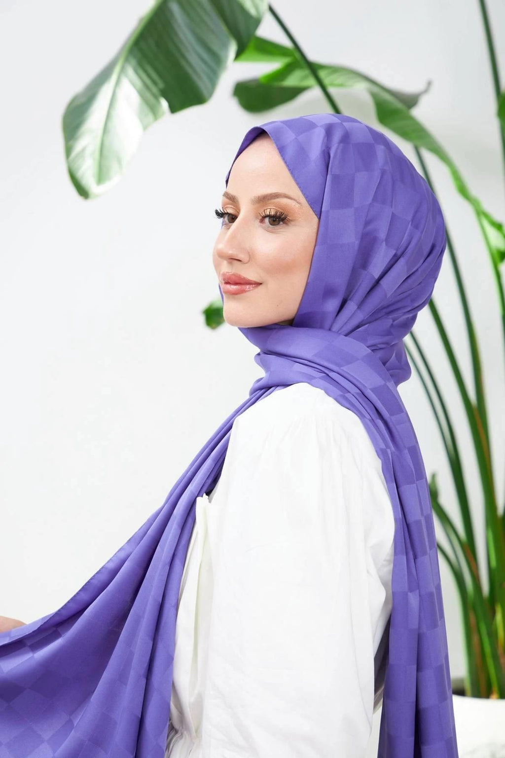İpekhan Yeni Dama Desen İpeksi Jakar Şal Mor 9007-24