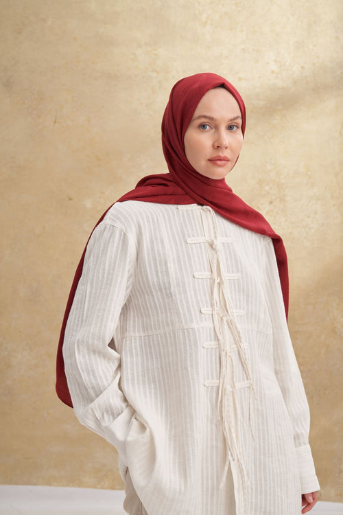 ARMANDA BAMBU BAROQ DESEN ŞAL - BORDO