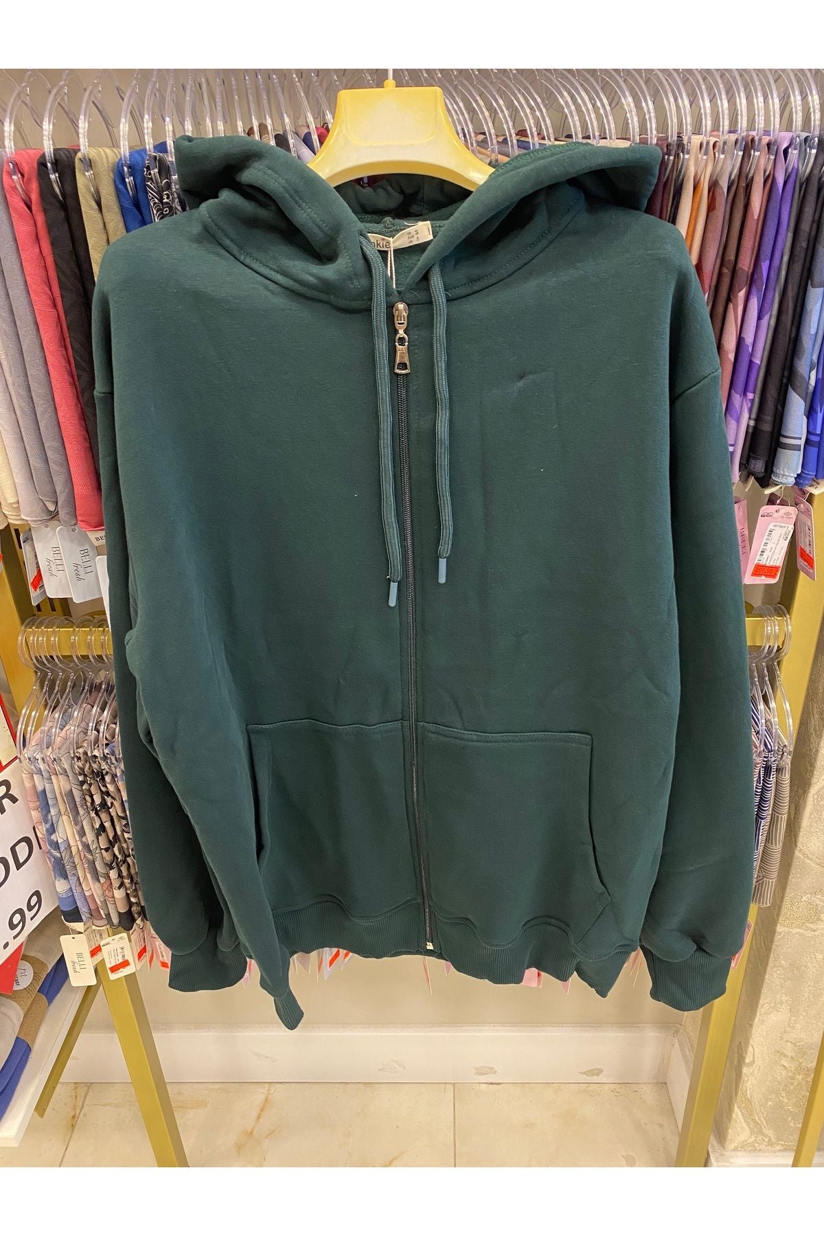 fermuarlı kapüşonlu sweatshirt