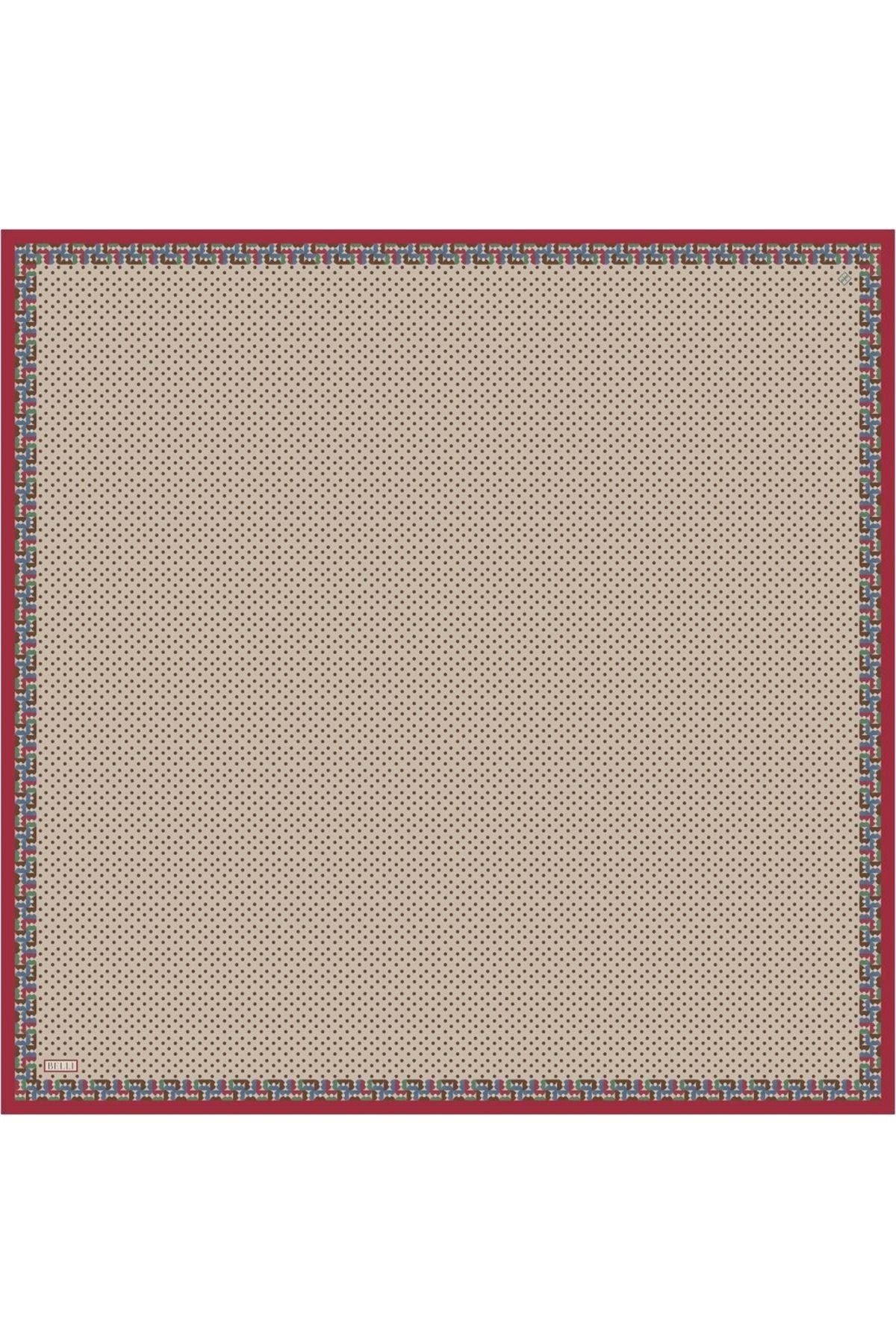 Belli Bej Klasik Desen %100 Twill İpek Eşarp 4326 - 81