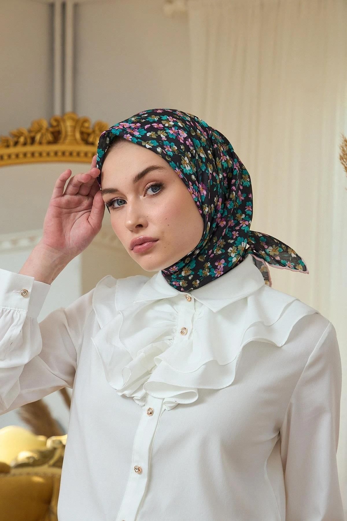 İpekhan Yaz Işıltısı Koleksiyonu Soft Eşarp Siyah Pudra 1191-12