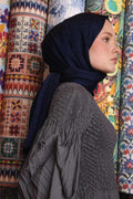 VALOR Scarf Leopar Desen Şal 2657-Lacivert