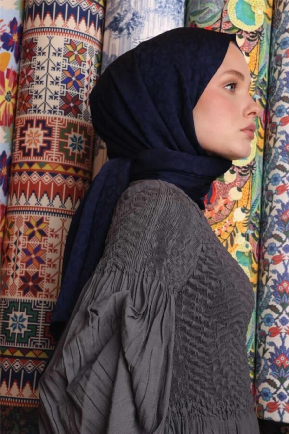 VALOR Scarf Leopar Desen Şal 2657-Lacivert