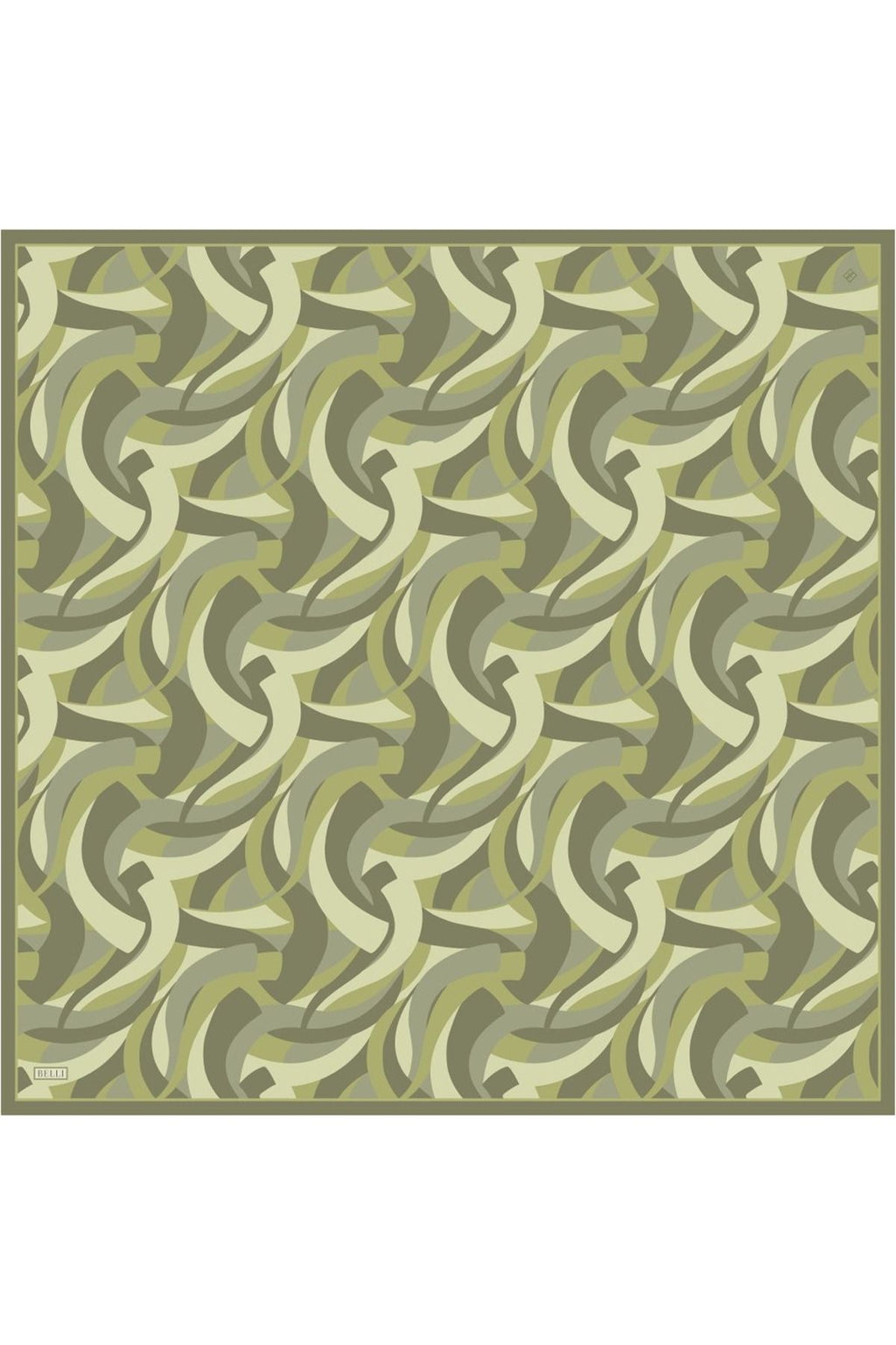 Belli Yeşil Geometrik Desen %100 Twill İpek Eşarp 4327 - 86