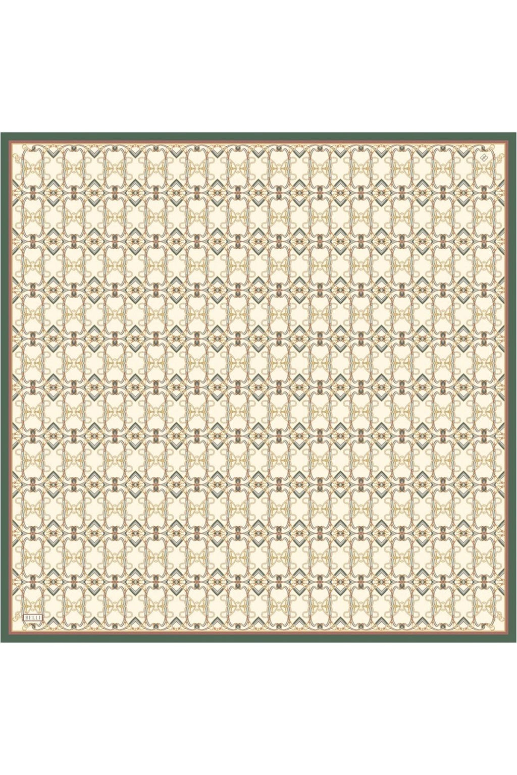 Belli Çok Renkli Klasik Desen %100 Twill İpek Eşarp 4328 - 81