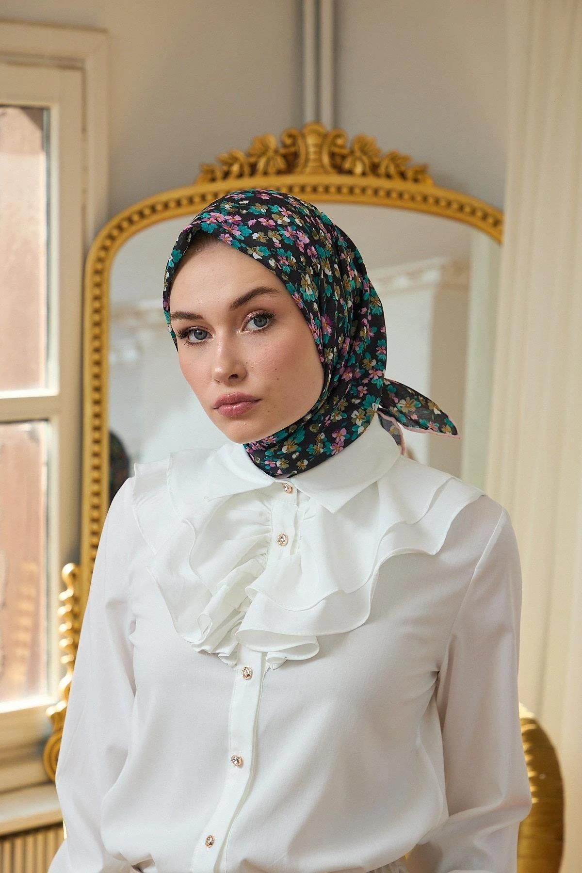 İpekhan Yaz Işıltısı Koleksiyonu Soft Eşarp Siyah Pudra 1191-12