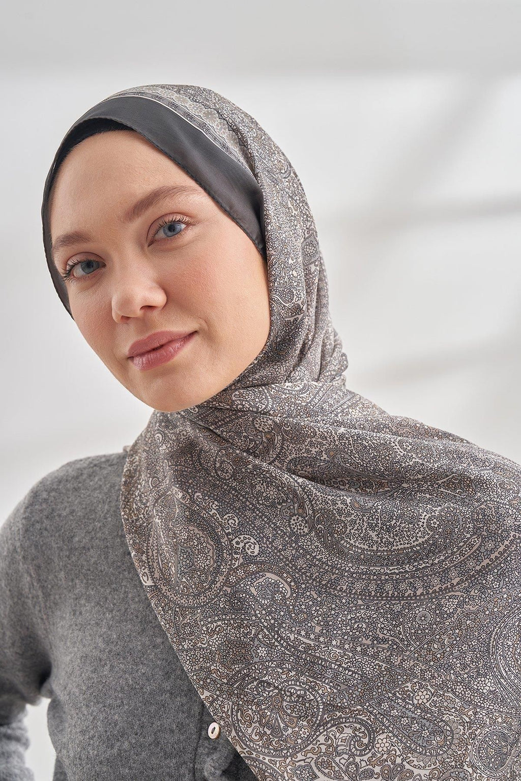 ARMANDA Ethnic vual vintage desen füme rengi şal