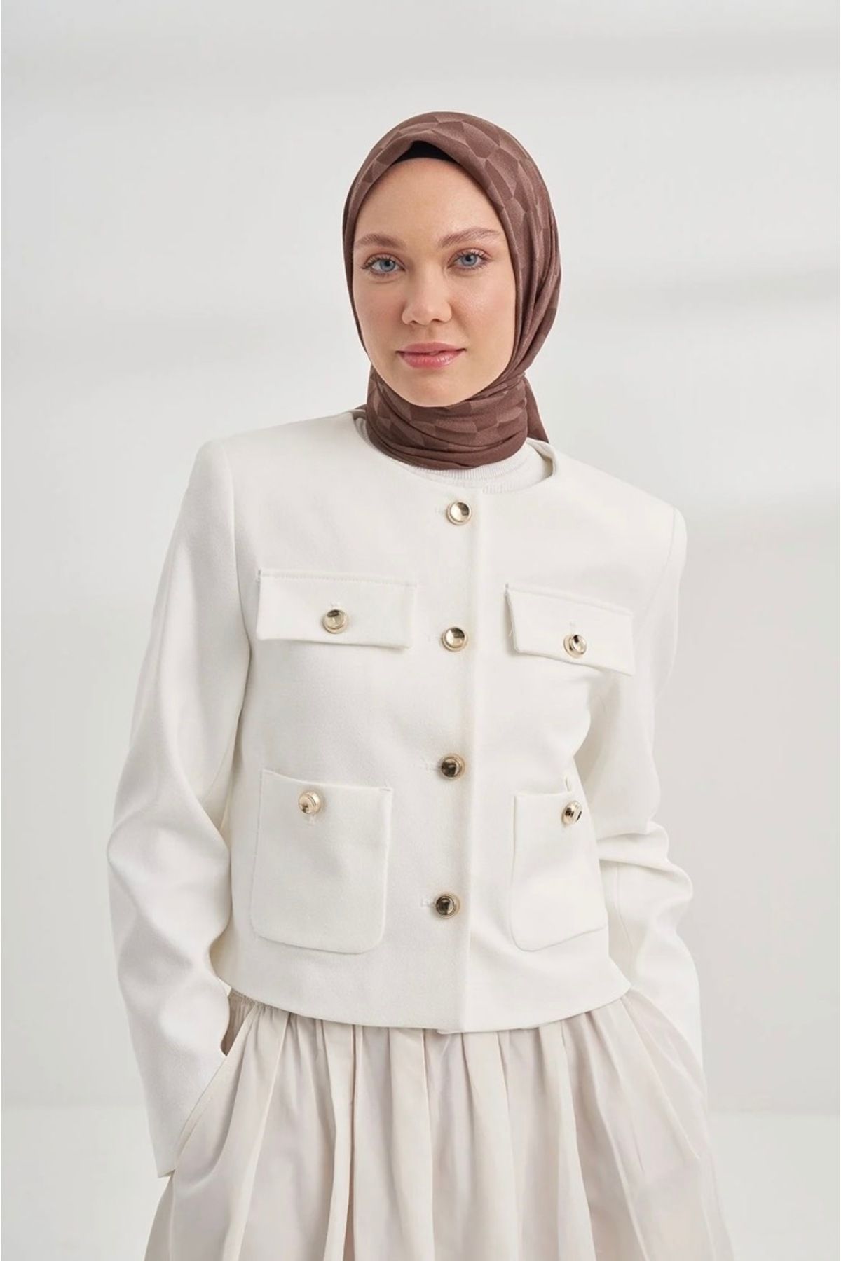 ARMANDA Cotton Monogram Geometrik Desen Şal