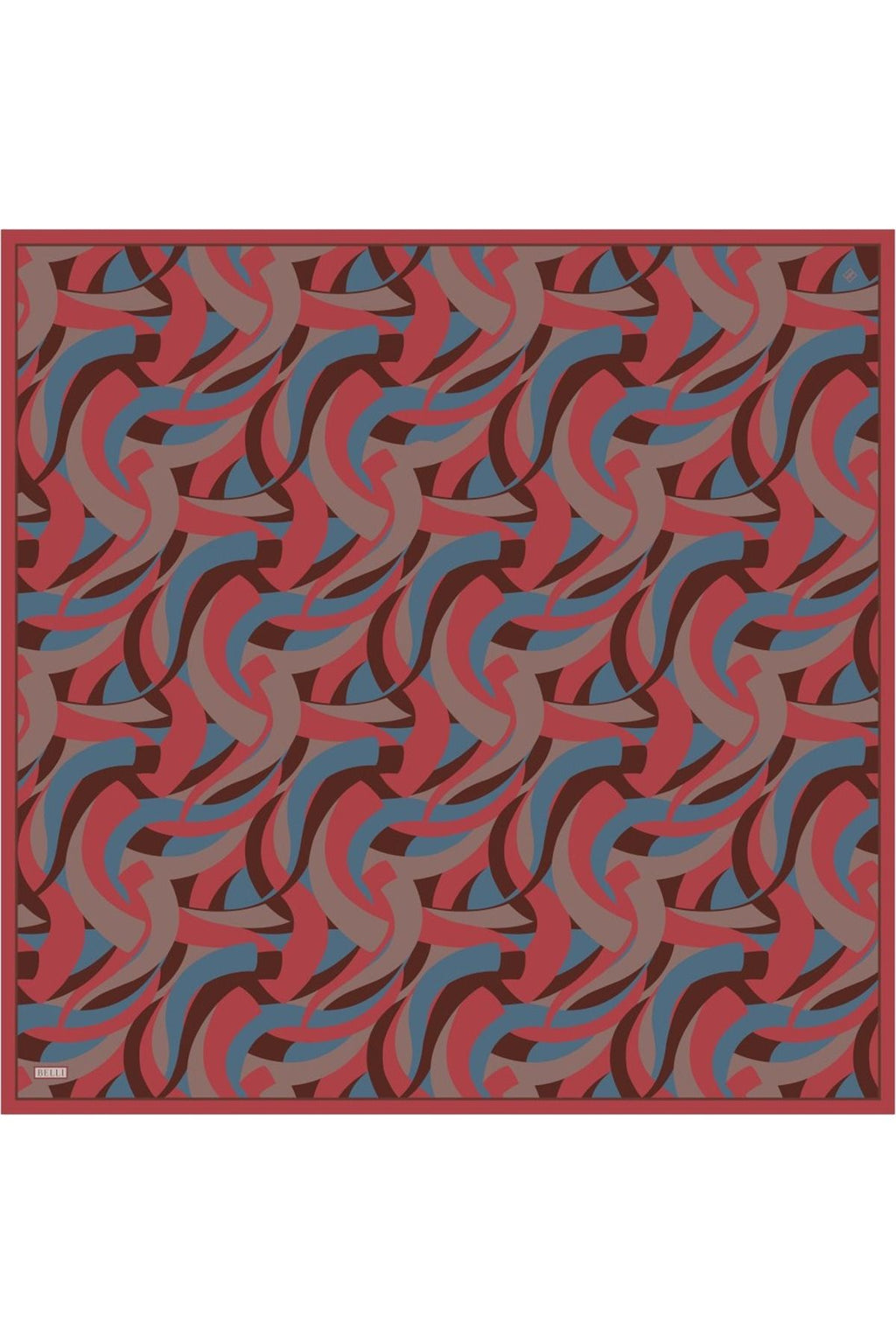 Belli Çok Renkli Geometrik Desen %100 Twill İpek Eşarp 4327 - 85