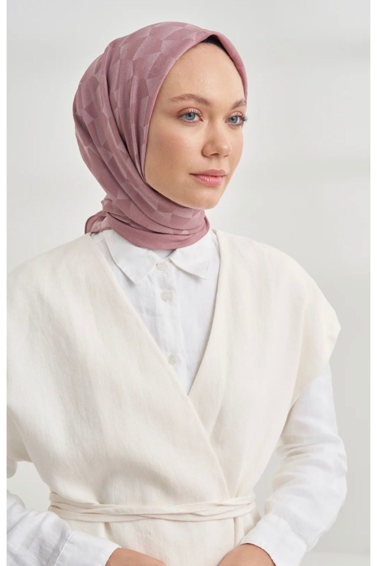 Cotton Monogram Geometrik Desen Eşarp