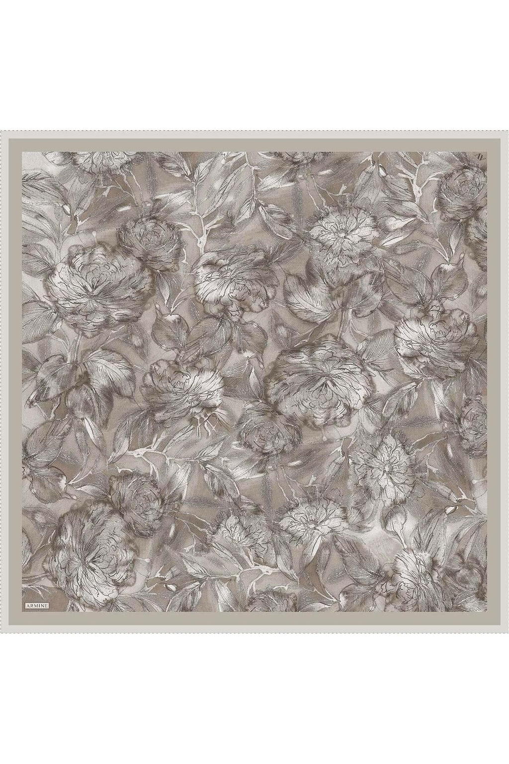 Armine Çiçek Desenli Saf İpek Twill Eşarp 9409D 83