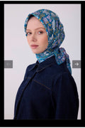 Etnik Desen %100 Twill İpek Eşarp