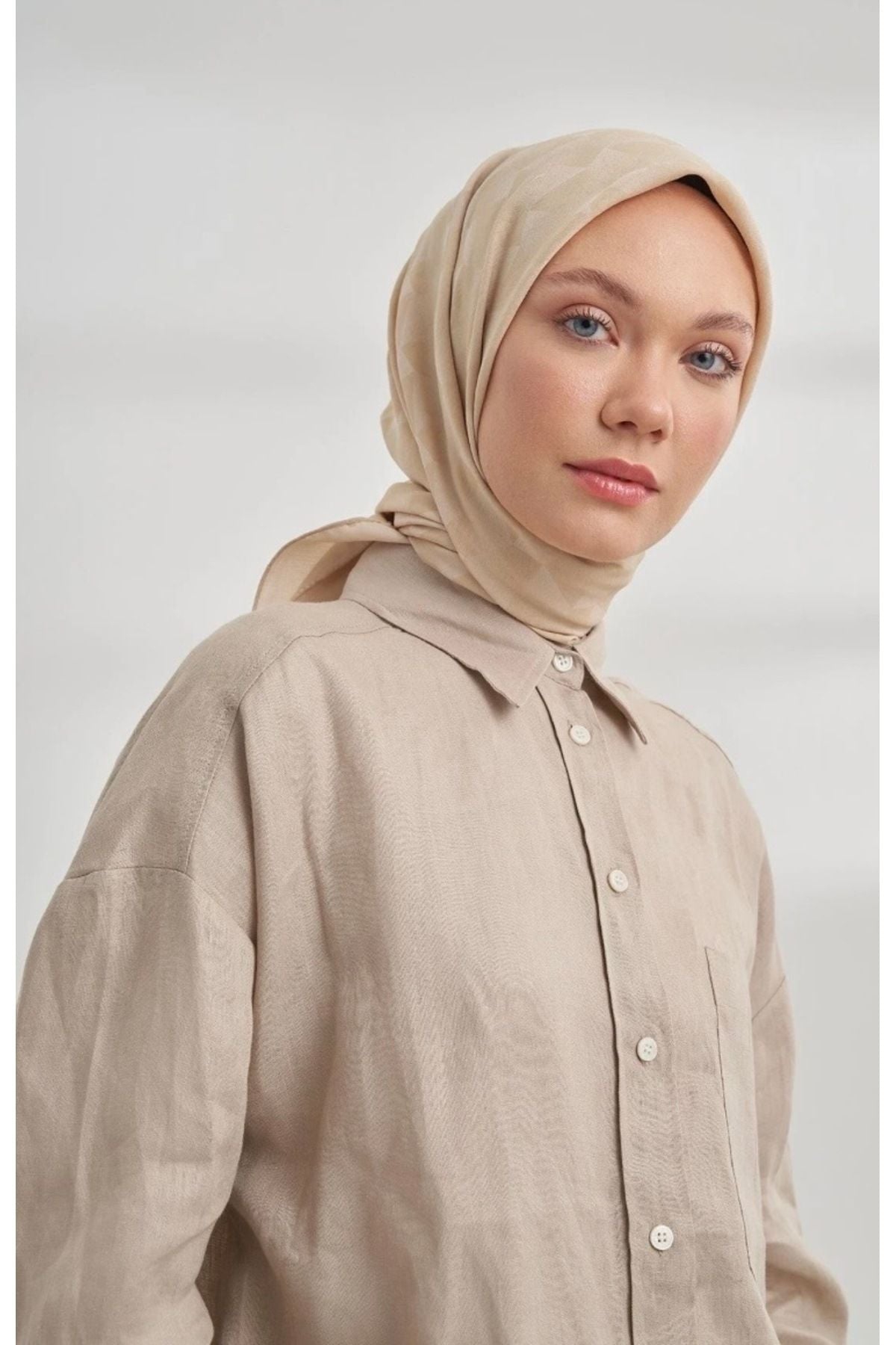 ARMANDA Cotton Monogram Geometrik Desen Eşarp