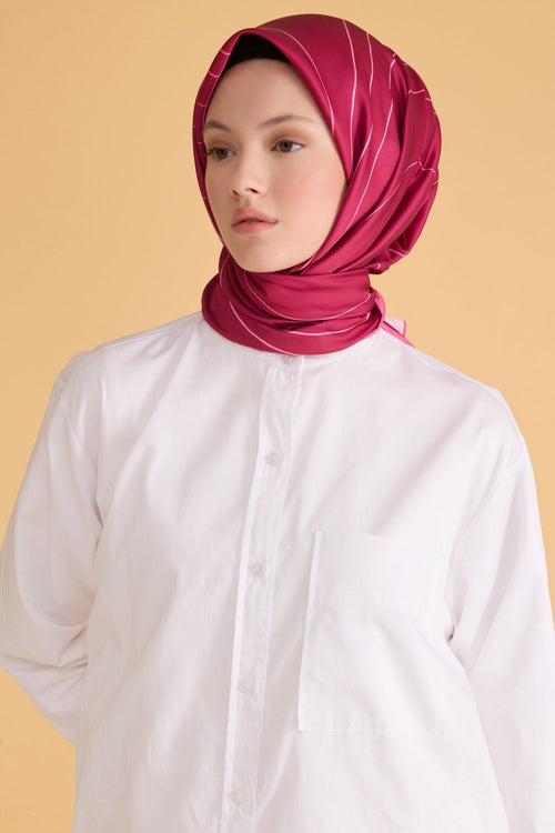 Belli Çiçek Desen Fuşya Sport Eşarp 2501 - 11