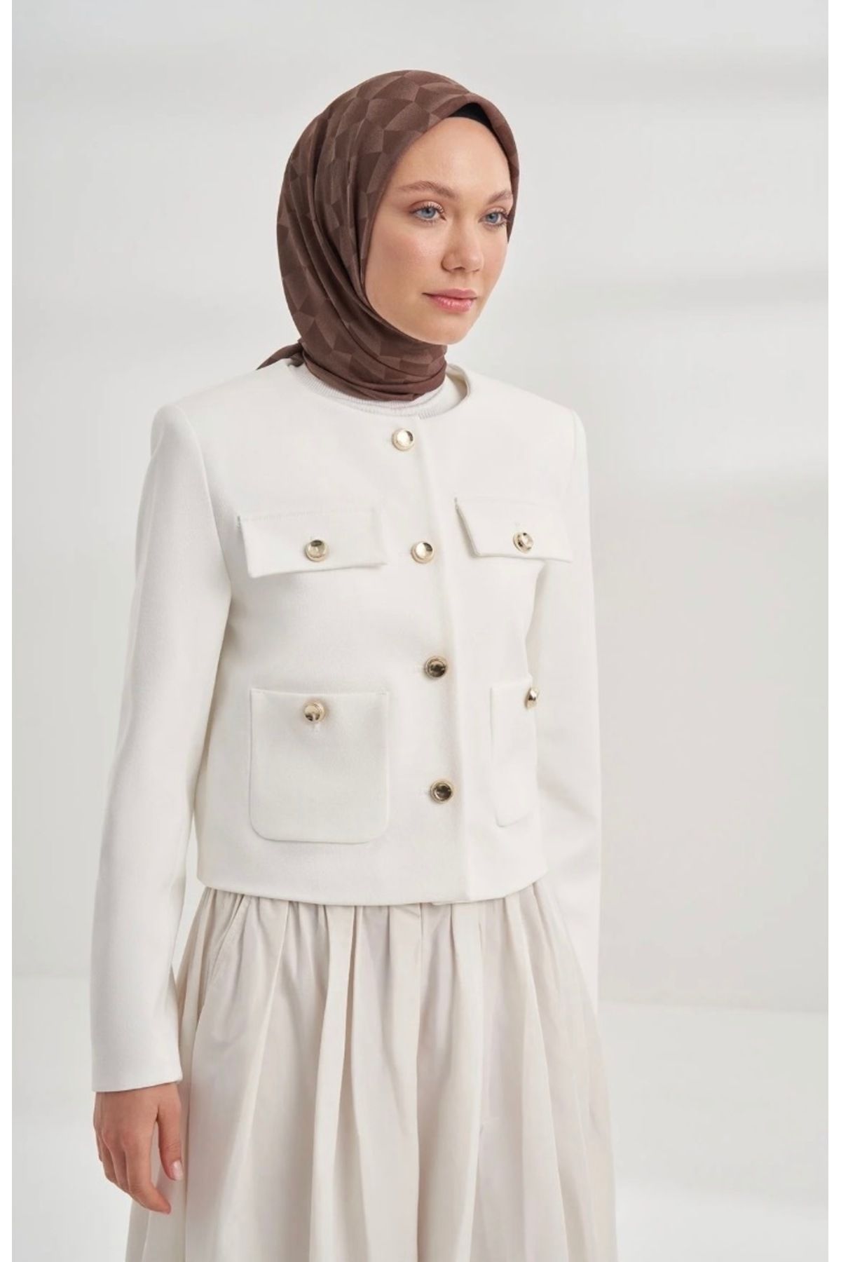 ARMANDA Cotton Monogram Geometrik Desen Şal