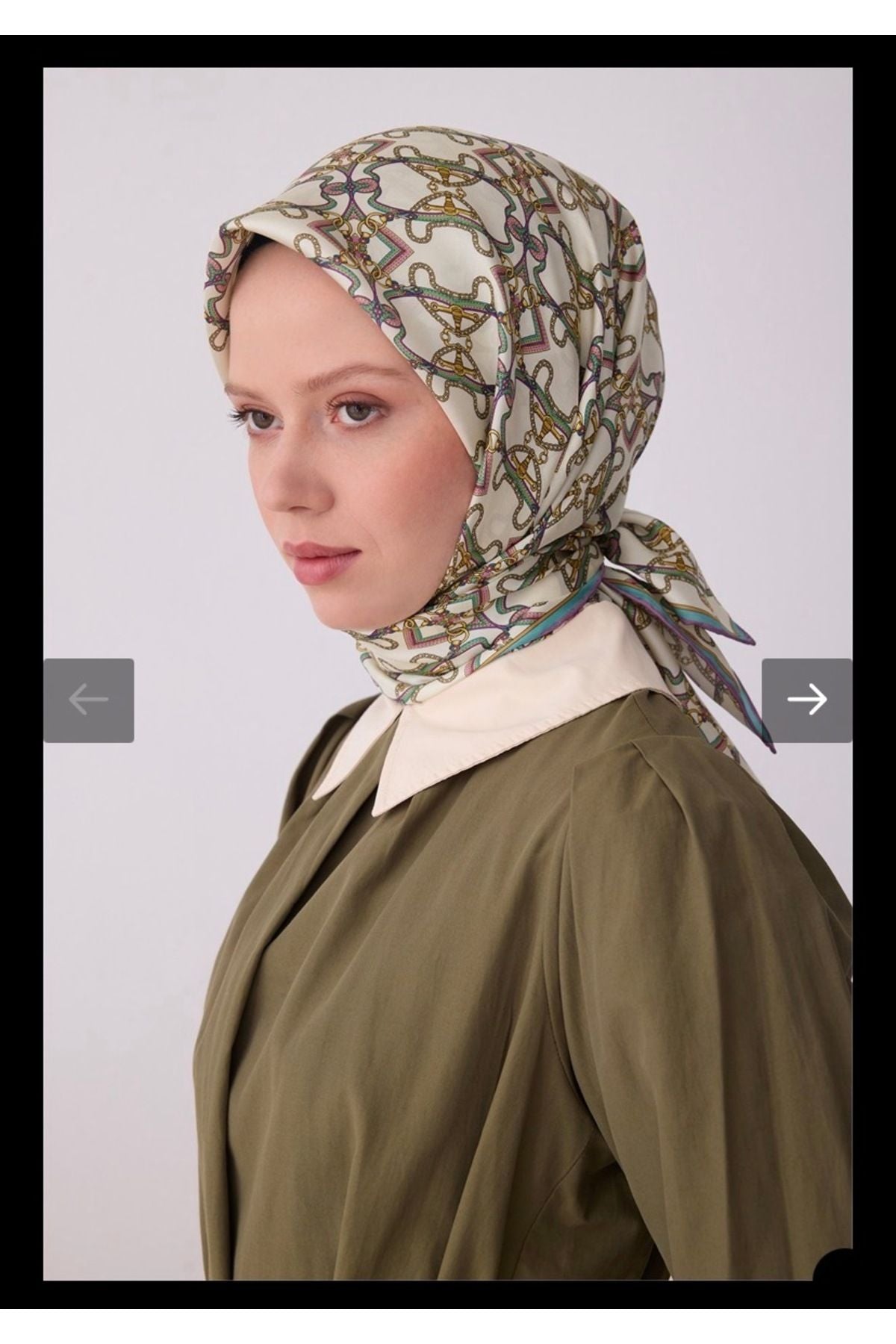 Çok Renkli Klasik Desen %100 Twill İpek Eşarp