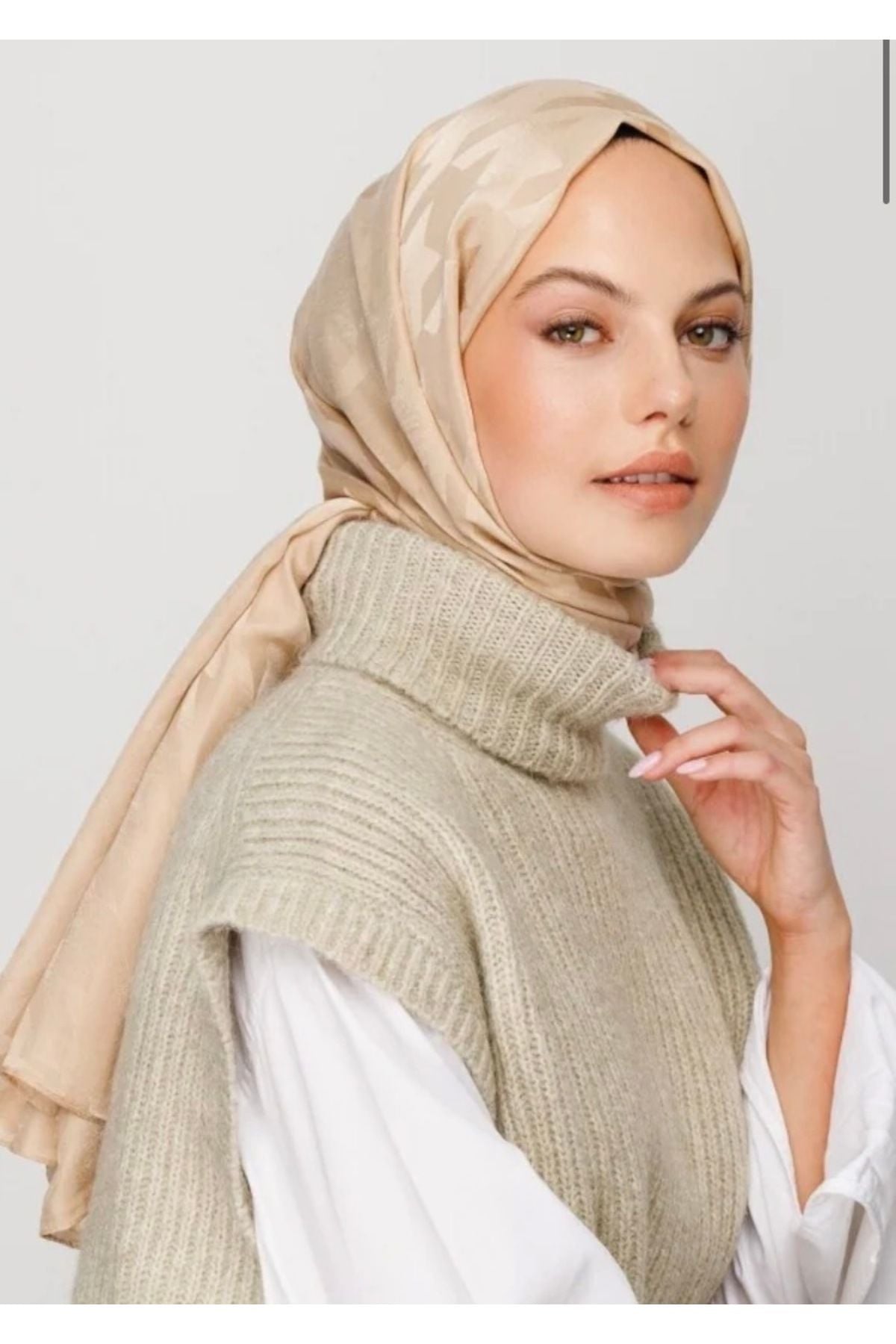 VALORSCARF LATTE KAZAYAĞI DESEN İPEKSİ JAKAR ŞAL