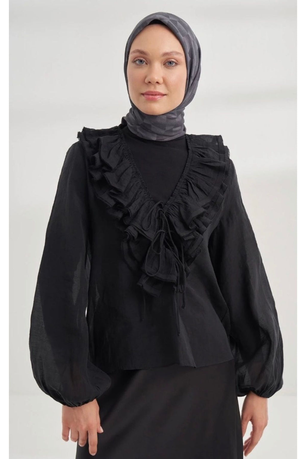 ARMANDA Cotton Monogram Geometrik Desen Eşarp