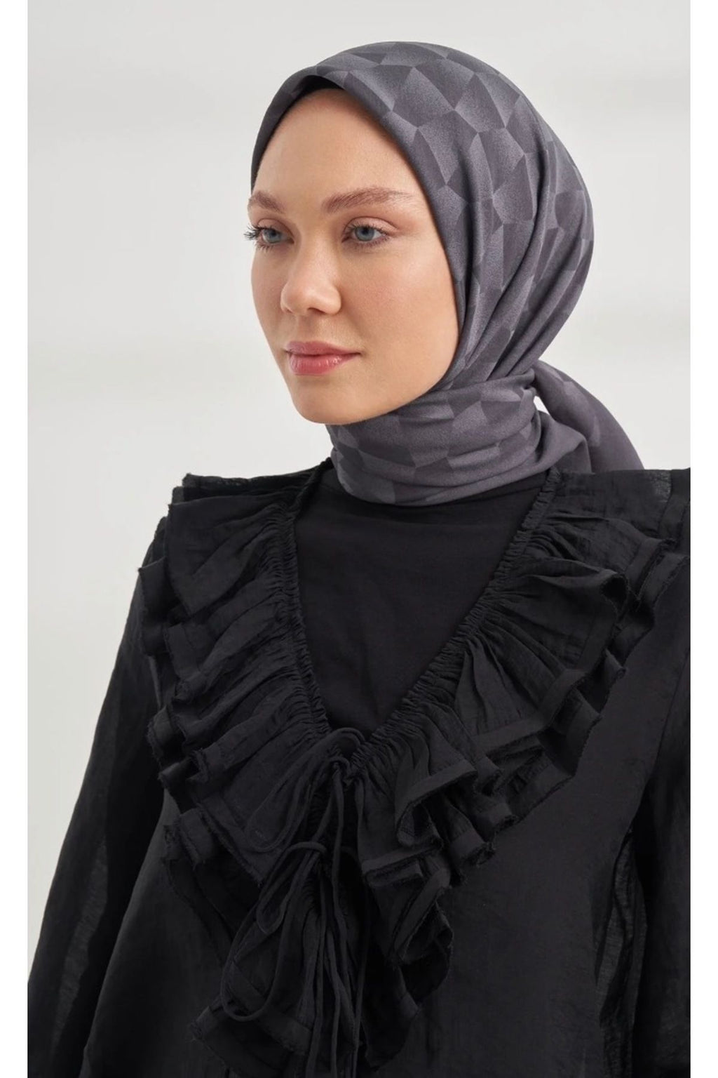ARMANDA Cotton Monogram Geometrik Desen Eşarp