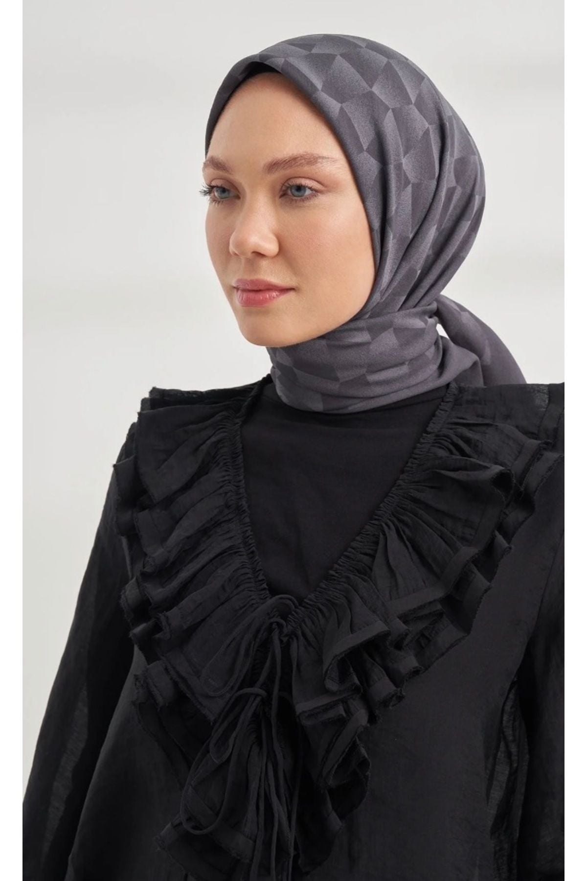 ARMANDA Cotton Monogram Geometrik Desen Eşarp