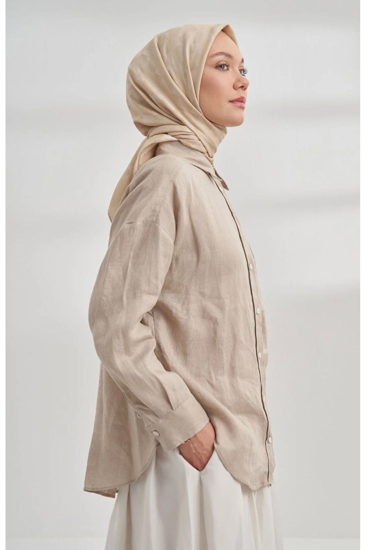 ARMANDA Cotton Monogram Geometrik Desen Eşarp