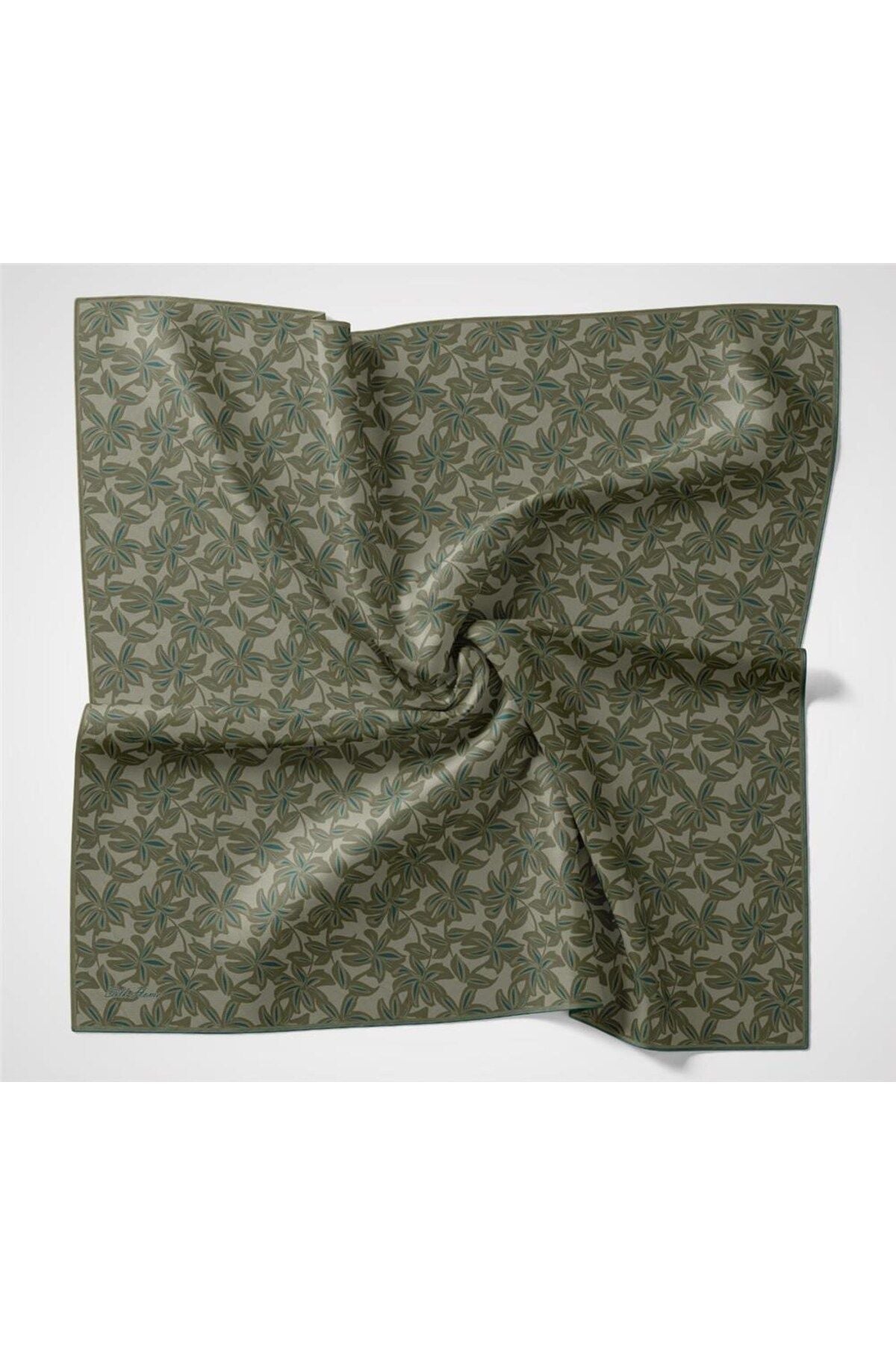 Silk Home Pamuk Polyester Soft Eşarp Flora Desen Soluk Yeşil 90*90