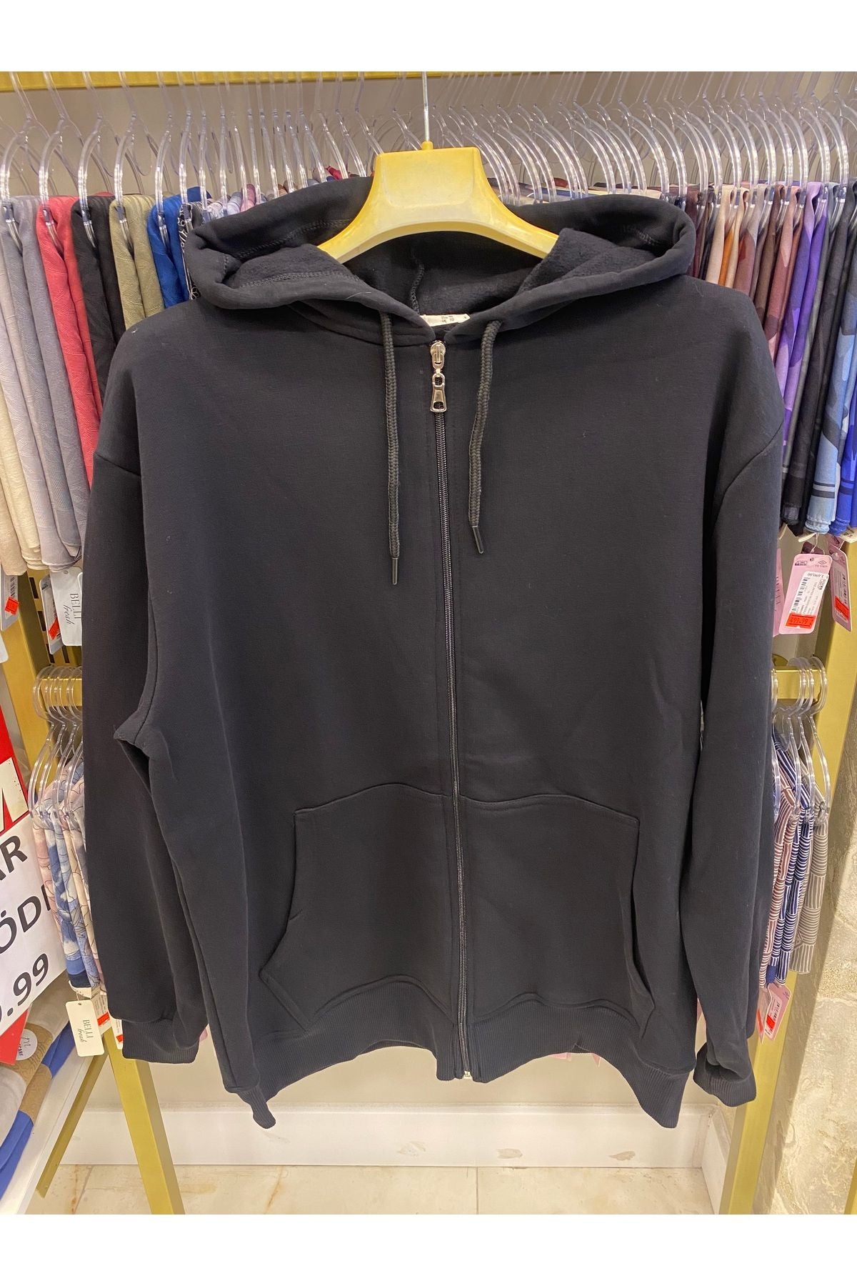 fermuarlı kapüşonlu sweatshirt