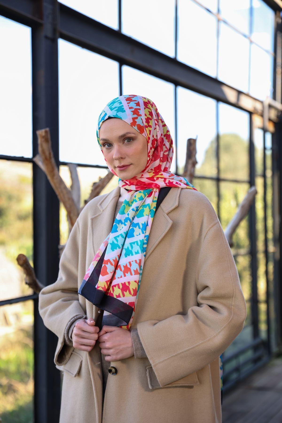 Boheme Collection Soft Şal Turkuaz Kırmızı 3043-13
