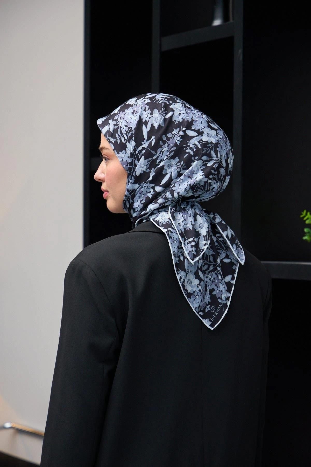 İpekhan Harmony Collection Soft Eşarp Siyah Gri 1177-13