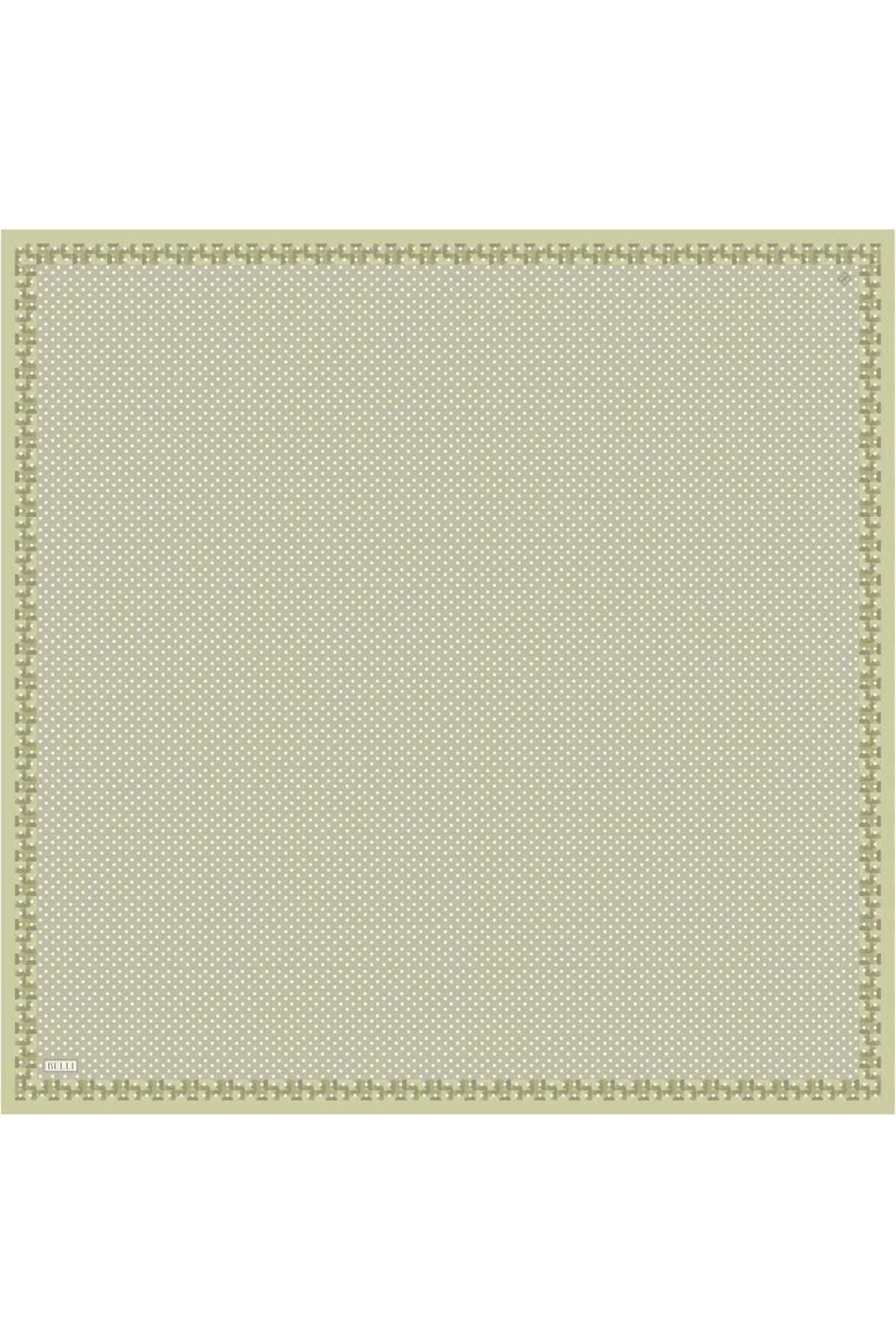 Belli Yeşil Klasik Desen %100 Twill İpek Eşarp 4326 - 85