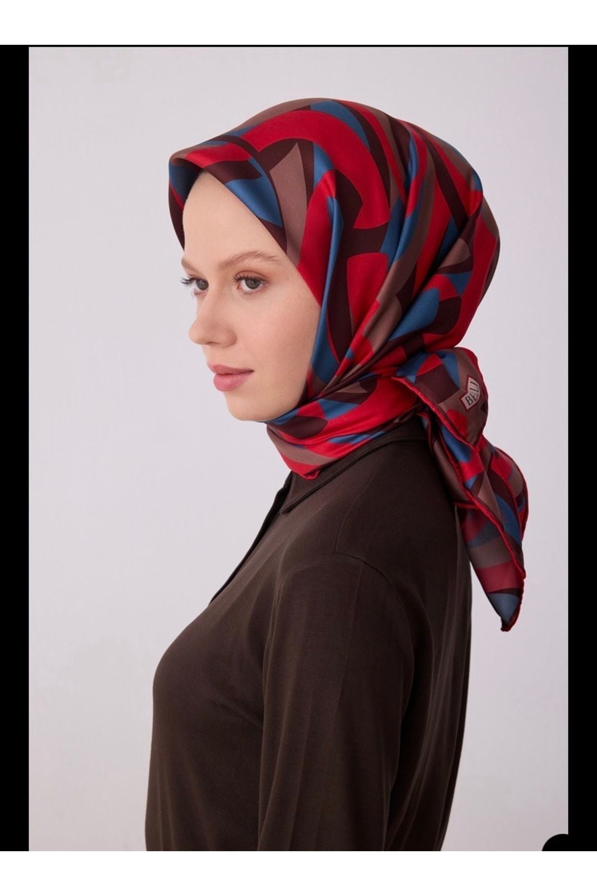 Geometrik Desen %100 Twill İpek Eşarp